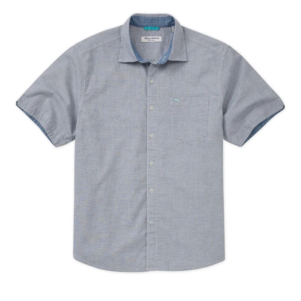 Tommy Bahama Men's Chambray Blue Short Sleeve Nova Wave Shirt Size M